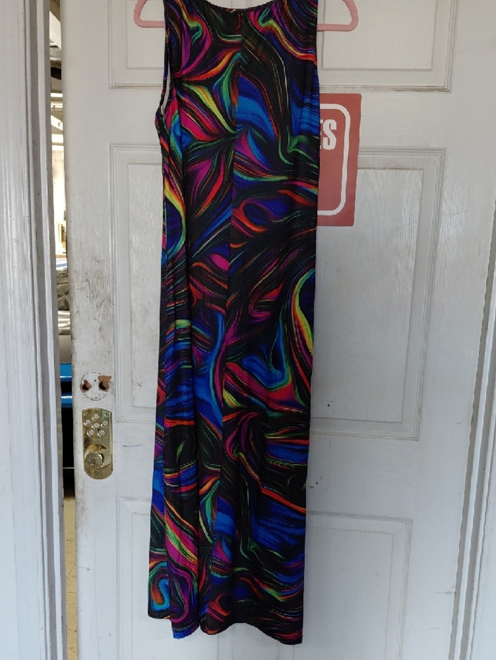 Multi-Color Swirl Sleeveless Maxi Dress - Black Base - Picture 4 of 5